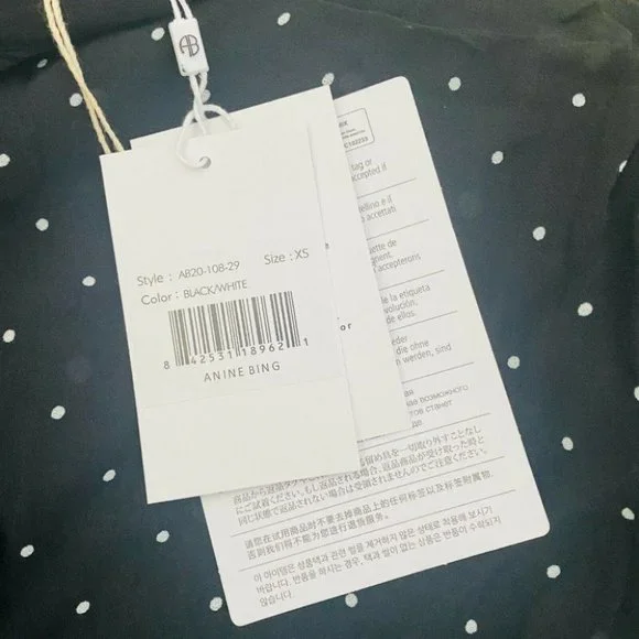 ANINE BING BNWT Daisy tiered polka-dot chiffon maxi dress Women's Size XS - Picture 7 of 9